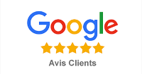 Logo Google avec 5 étoiles dans les avis